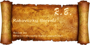 Rakovszky Bennó névjegykártya